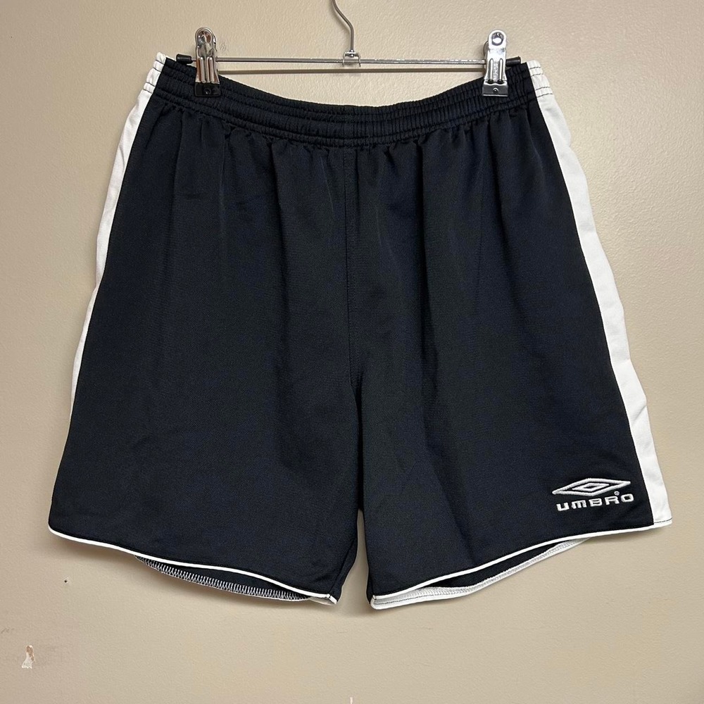 Vintage 90s Umbro Black White Striped Baggy Athletic Shorts Mens Medium